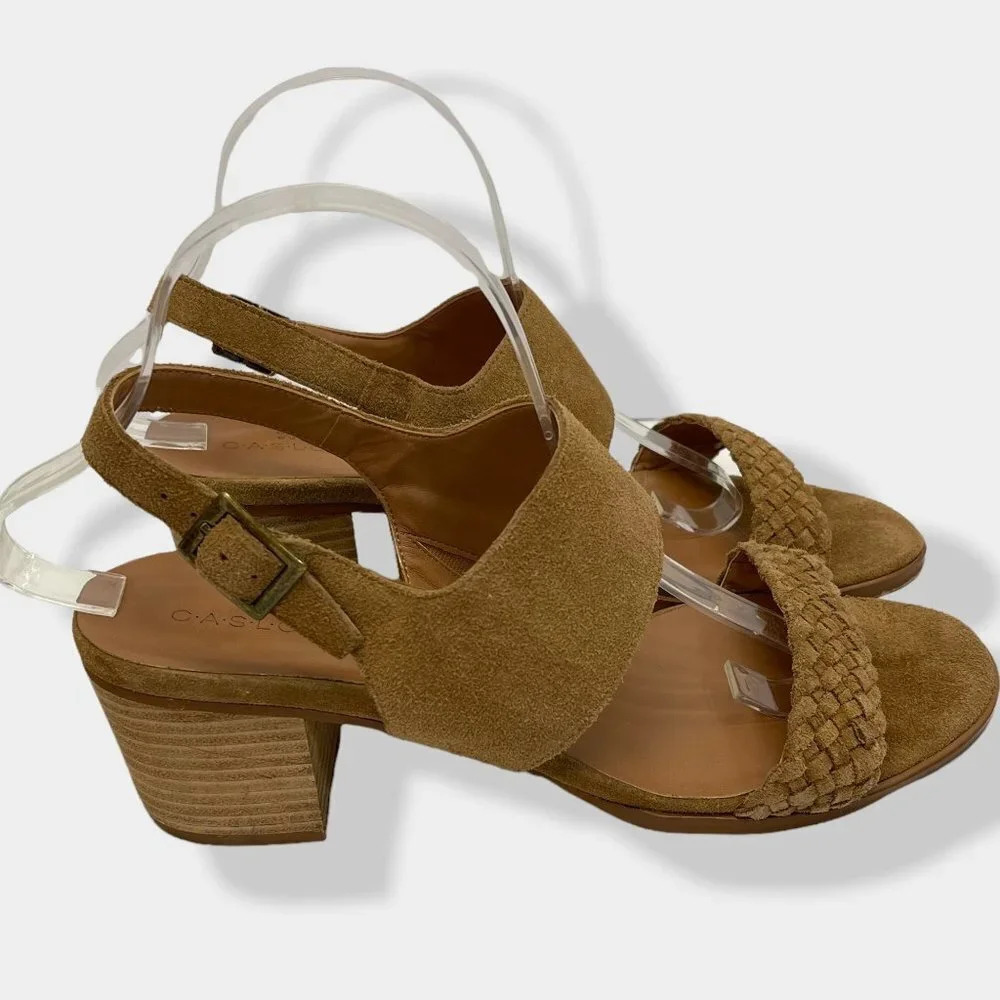 CASLON Carden Brown Suede Chunky Block Heel Sandal